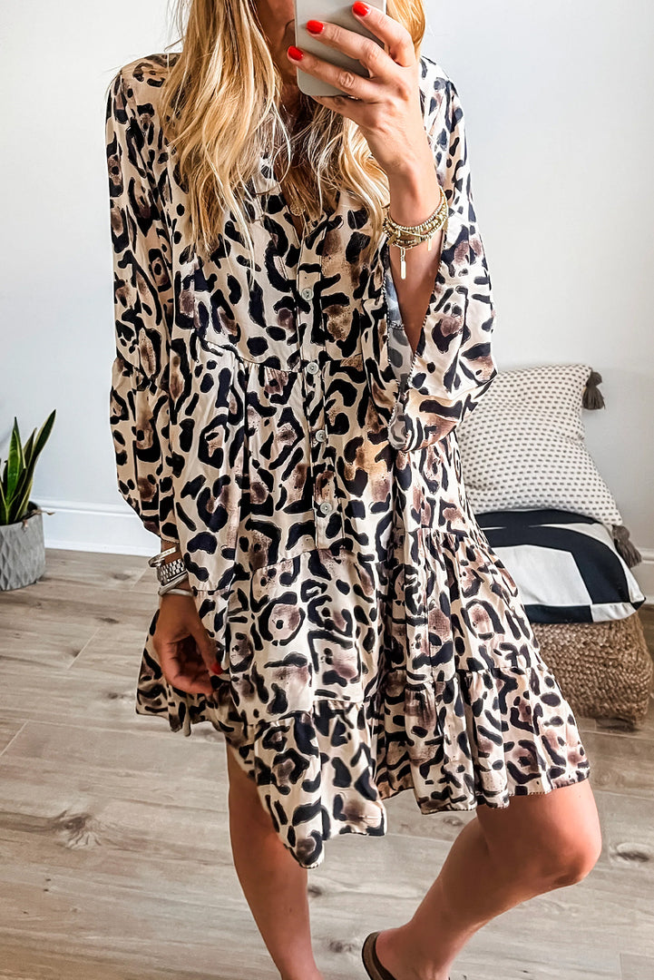 Vestido camisero de leopardo con botones