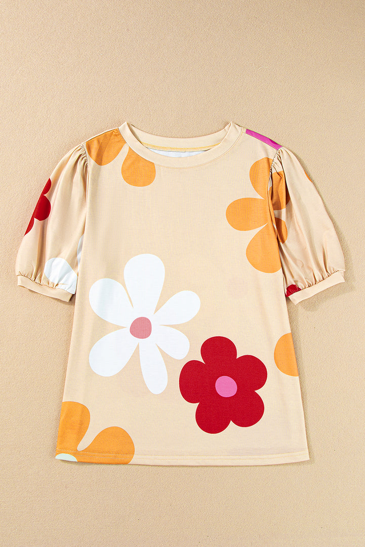 Blusa flores manga corta