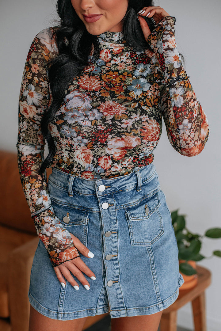 Blusa de mangas largas floral