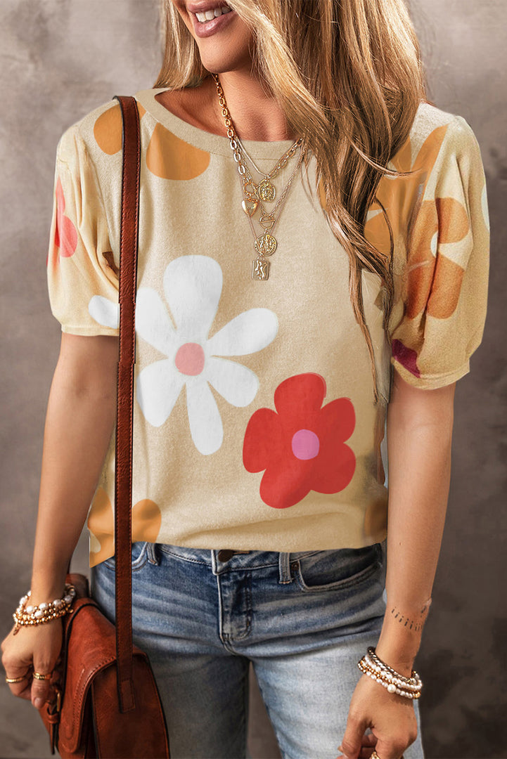 Blusa flores manga corta