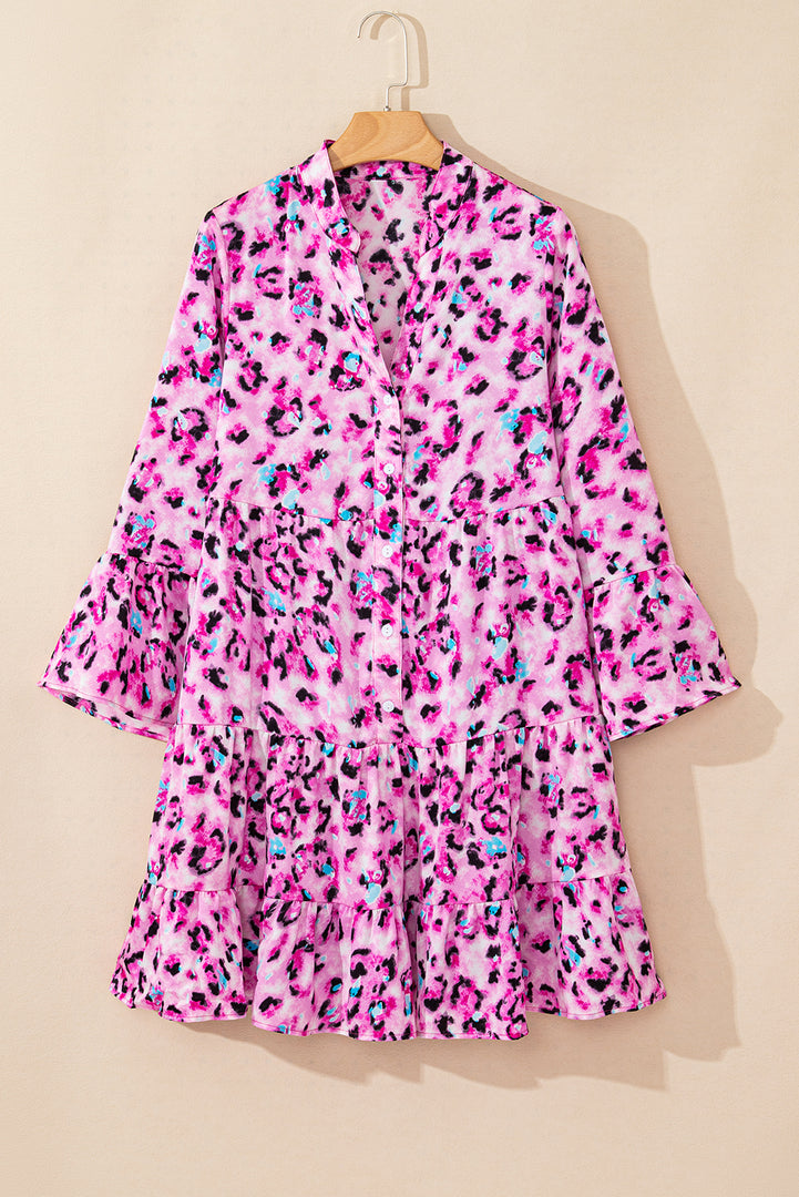 Vestido camisero de leopardo con botones