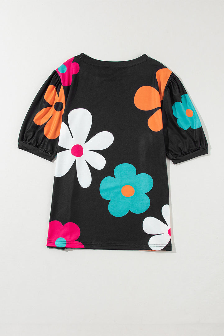 Blusa flores manga corta