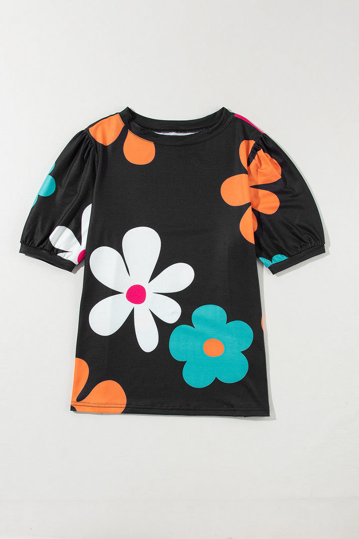 Blusa flores manga corta