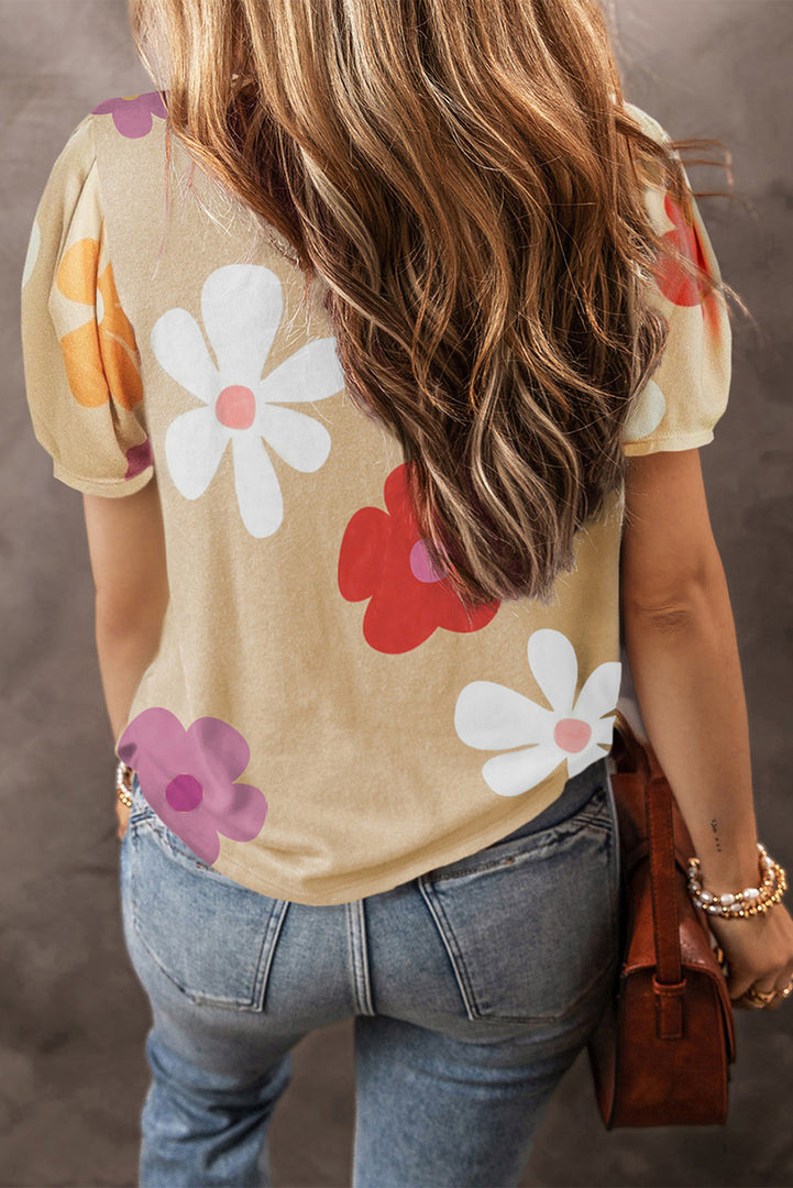 Blusa flores manga corta