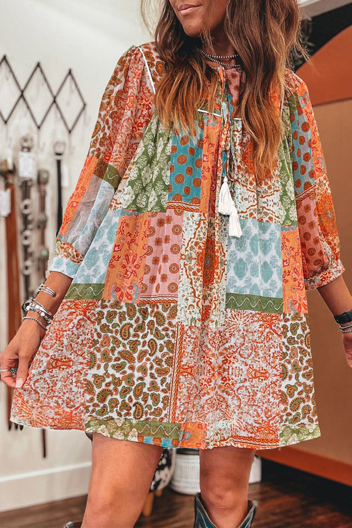 Vestido boho estilo patchwork