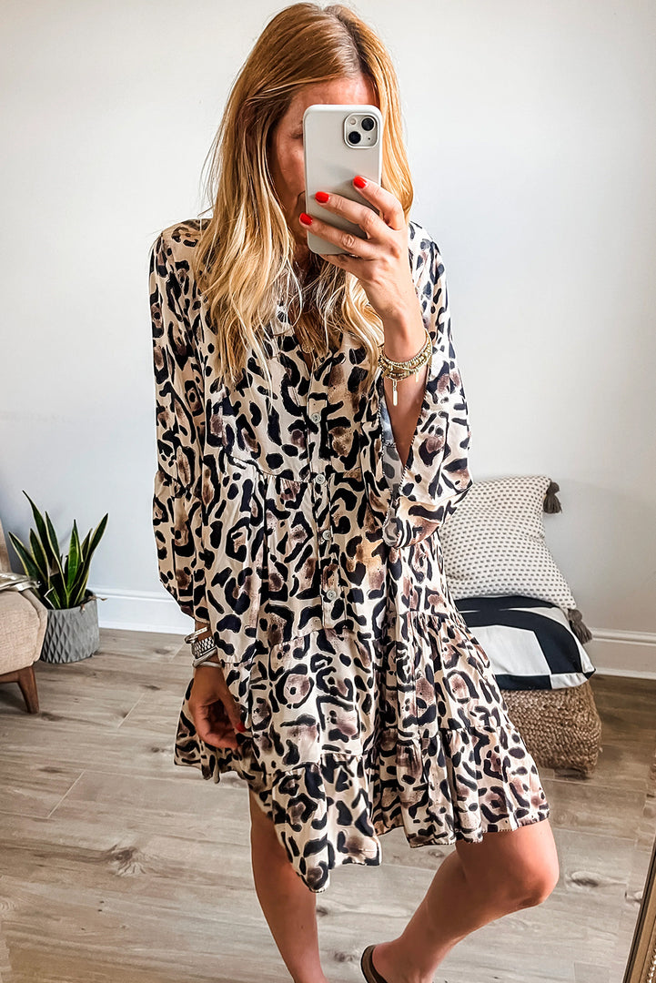 Vestido camisero de leopardo con botones