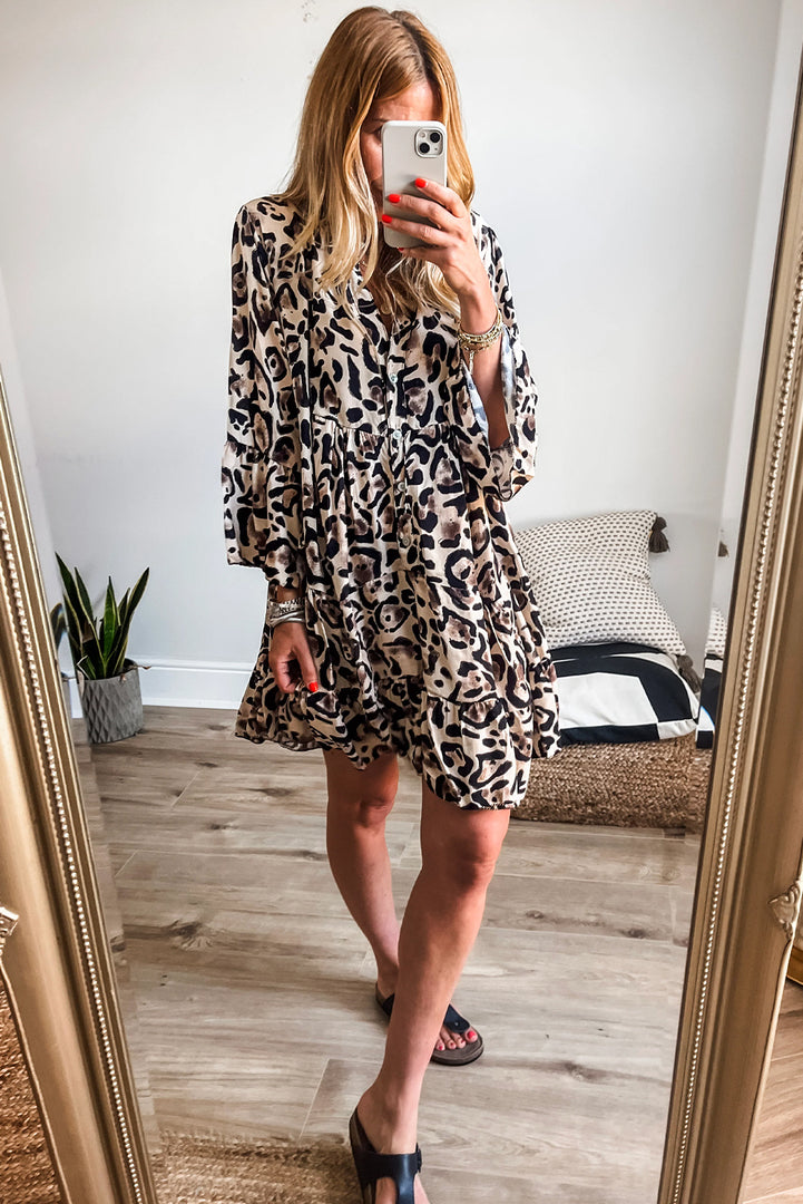 Vestido camisero de leopardo con botones